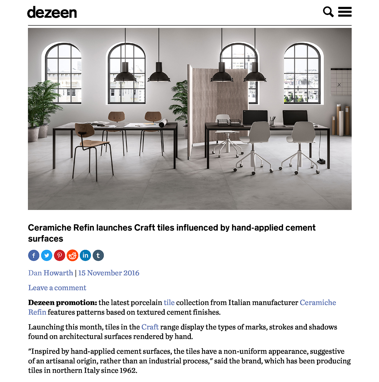 Dezeen presents Craft by Ceramiche #Refin || Image #TERZOPIANO