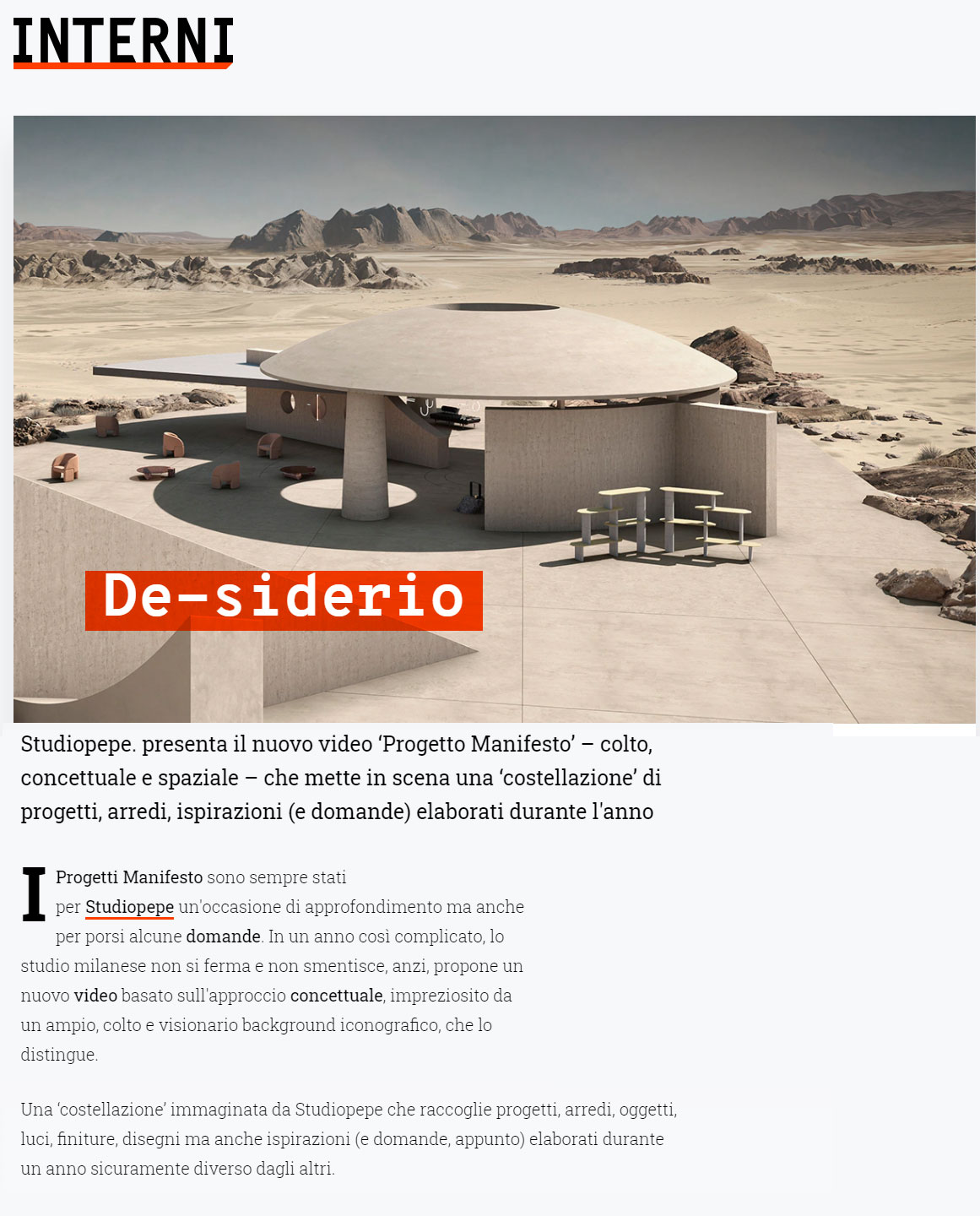 De-siderio Studiopepe project/ TerzoPiano 3dArt