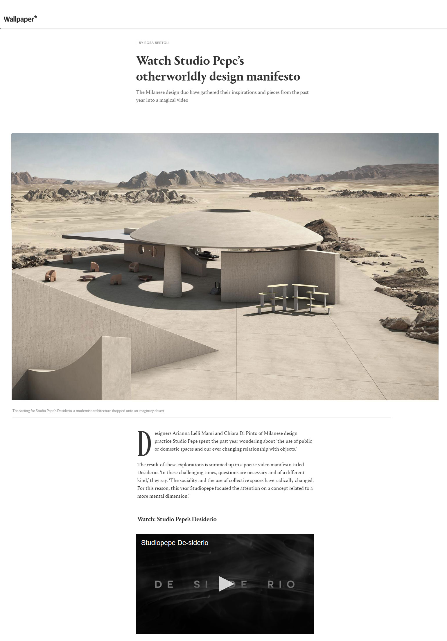 De-Siderio Project Manifesto by Studiopepe featured on Wallpaper / 3D Art Terzo Piano