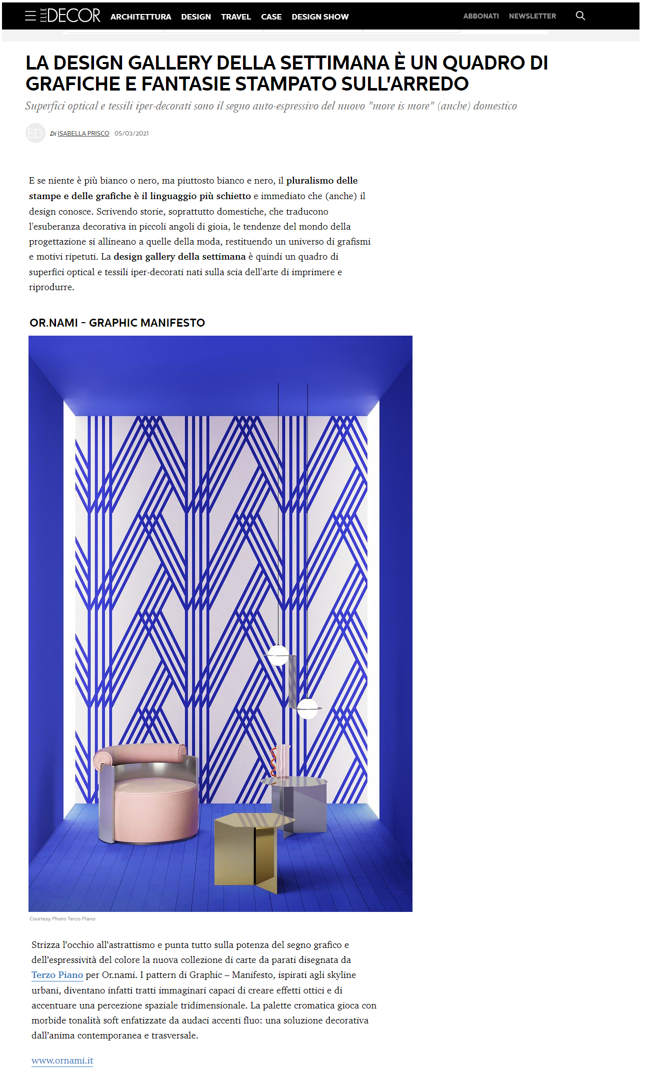 Elle Decor - Design Gallery 5 marzo 2021 / Terzo Piano Graphic Manifesto